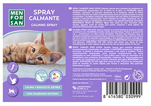 MENFORSAN Spray calmante para Gatos 60ml, Calma y Reduce el estrés