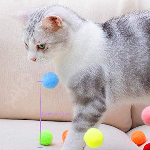 mengger 70Pcs Juguetes para Gatos Pelotas Pompones Bolas Gatos Pelotas Interactivo Entrenamiento para Animal Doméstico Gatos Bola