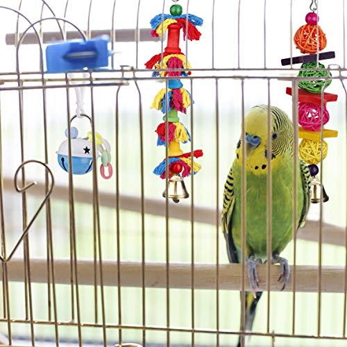 MengH-SHOP Juguetes para Pájaros 8 Piezas Juguete Colorida para Masticar Pájaros Que cuelga la Perca Juguete para Pequeños y Medianos Loros de Aves