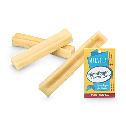 MERVELA Hueso masticable de queso para perros de tamaño medio [61 g por barrita] - con delicioso sabor a queso - 100 % natural - cuidado dental óptimo para tu amigo de cuatro patas (3 piezas)