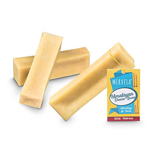 MERVELA Hueso masticable de queso para perros muy grandes [180 g por barrita] - con delicioso sabor a queso - 100 % natural - cuidado dental óptimo para tu amigo de cuatro patas (3 piezas)