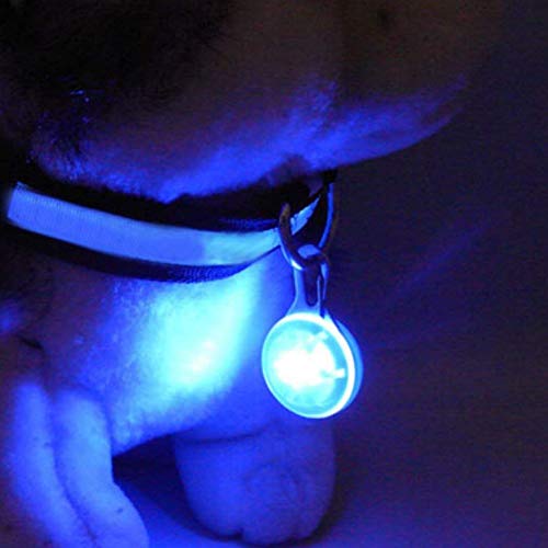 mi ji Creativa para Mascotas Circular Colgante Collar de Perro práctica Multi luz LED Uso Perro de la Seguridad Llavero Azul para Mascotas