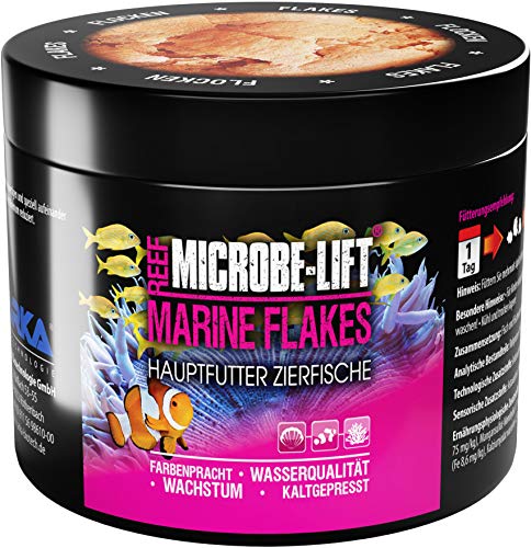 MICROBE-LIFT Alimento en escamas marinas, alimento completo para todos los peces de cualquier acuario de agua salada, 500 ml / 50 g