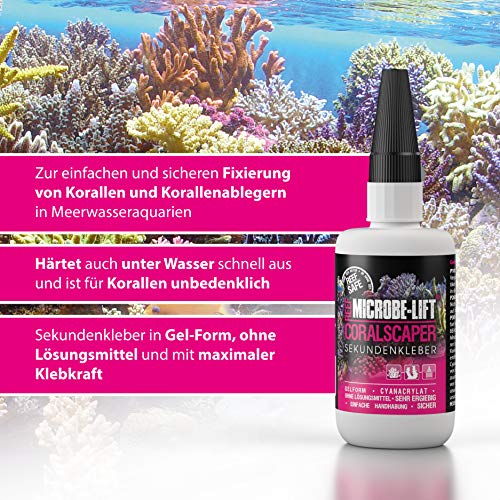 MICROBE-LIFT Coralscaper – Pegamento instantáneo en Forma de Gel, Uso fácil y Seguro para acuarios de Agua de mar, Transparent