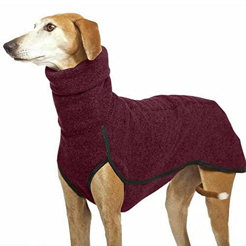 Milifeel Útil cálido y suave galgo trajes de invierno ropa con capucha para mascotas, abrigo de cuello alto para perro, chaleco de cuello alto, chaqueta de Pitbull (XXXXXL, rojo vino)