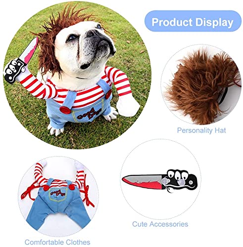 MiXXAR - Disfraz para mascotas de muñeco diabólico - Divertida ropa para perros ideal para Halloween, fiestas o Navidad