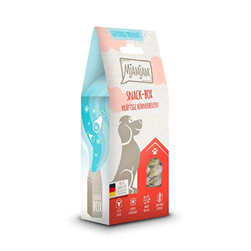 MjAMjAM - Snackbox para Perros - Potentes Corazones de Pollo - Natural - 70 g