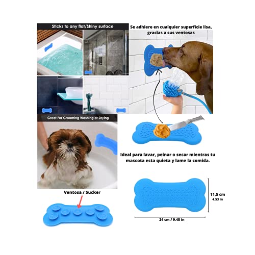 MOCHI COOL Kit Ducha para Perros Gatos 3 en 1 Manguera Cepillo Jardin Piscina Exterior y Interior Accesorios de Mascotas - Toalla para Perro Absorbente de baño - Almohadilla lamer Comida