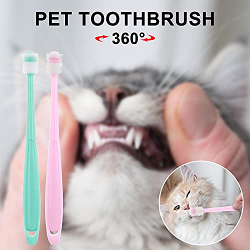 Molain 2 cepillos de dientes de perro de 360 grados, cepillos de dientes de silicona suave para mascotas con cajas de almacenamiento, cepillo de dientes para gato, kit de limpieza de dientes de perro