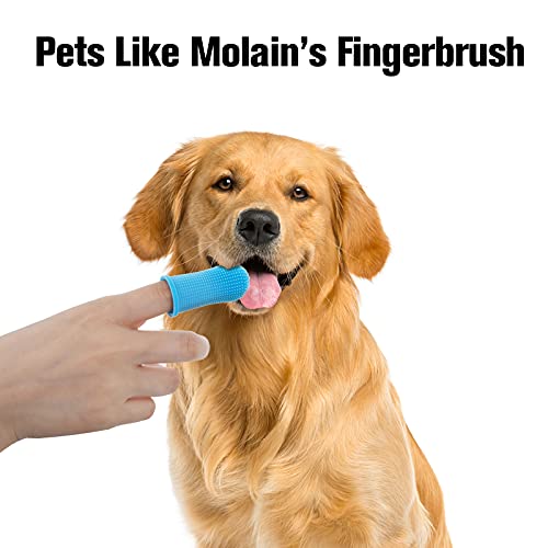Molain Cepillo de dientes para perro, cepillo de dientes de silicona 360º para perros, cepillo de dientes de gato, cerdas envolventes completas 4 piezas