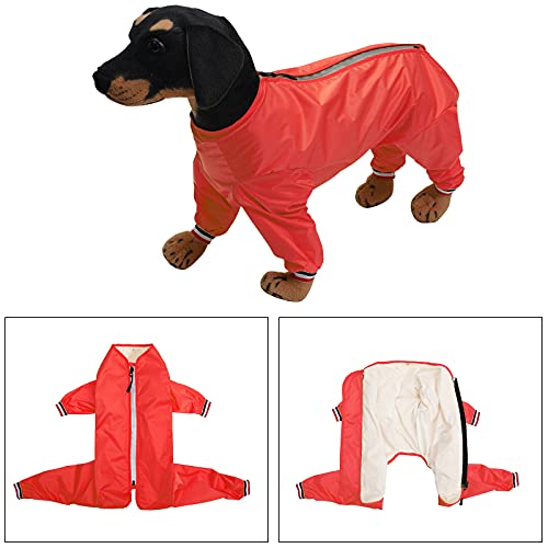 MOREZI Chubasquero para Perros de Cuatro Patas, con diseño de Cremallera Trasera con Orificio para el Cuello, Apto para Perros pequeños-Rojo-XXXL