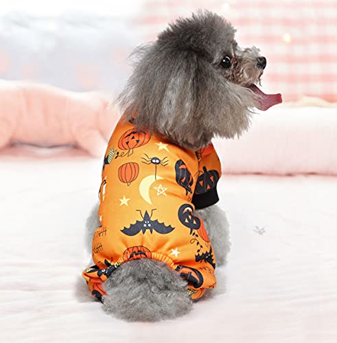 Mosucoirl Disfraz de Perro Mascota Halloween,Patrón de Calabaza de Mono de Perro Pijama de Perro para Cachorro Perros Pequeños Medianos Gatos Chihuahua Osito de Peluche Fiesta de Navidad (L)
