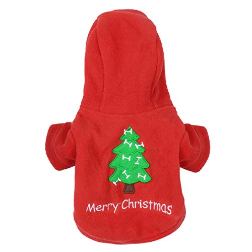 MSemis Disfraz Papá Noel Navidad para Perros Gatos Abrigo de Mascota Traje Árbol Navidad Chaqueta Mascotas Sudadera con Capucha Ropa Fiesta Navideña Invierno Rojo A XL