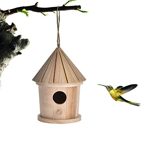 N-B Nido de pájaro de Madera Szaerfa, casa de pájaro Colgante, Jaula de pájaro de Madera Natural, Lugar de Descanso para pájaros, decoración de jardín para el hogar de pájaros