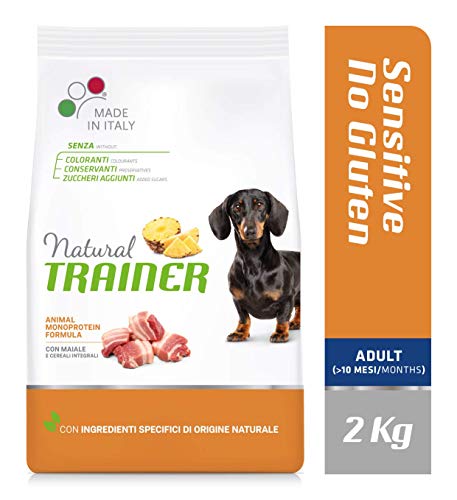 Natural Trainer Sensitive No Gluten - Pienso para Perros Mini-Toy Adult con Cerdo y Cereales Integrales - 2kg