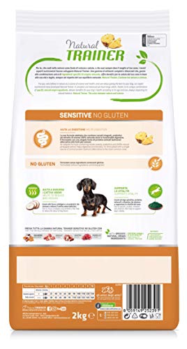 Natural Trainer Sensitive No Gluten - Pienso para Perros Mini-Toy Adult con Salmón y Cereales Integrales - 2kg