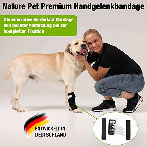 NATURE PET Vendaje Premium para la articulación carpometacarpiana de Perros/Vendaje para la articulación carpiana de Perros/Vendaje para Las extremidades Delanteras - Gris - L