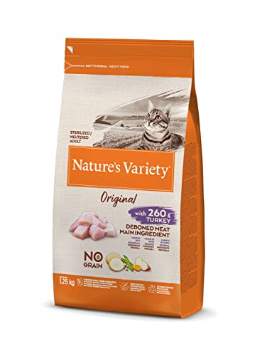 Nature's Variety Original No Grain - Pienso para gatos esterilizados con pavo deshuesado 1,25 Kg
