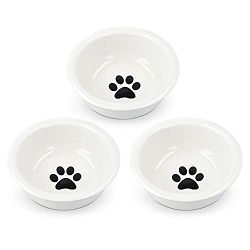 Navaris Cuenco para Mascotas - Set Triple de comederos y Bebedero de cerámica para Mascotas Gato Perro pequeño Gatos - Juego de Cuencos de 320 ml