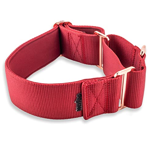Nenoo Collar de Martingala Ancho para Perros Medianos/Grandes como Galgo Anti Escape (Rusty Red)