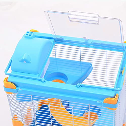 Nevup Jaula para Mascotas Hamster Cottage con tragaluz Transparente Casa de Doble Capa para hámster Golden Hamster Pet Blue