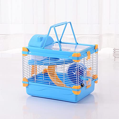 Nevup Jaula para Mascotas Hamster Cottage con tragaluz Transparente Casa de Doble Capa para hámster Golden Hamster Pet Blue
