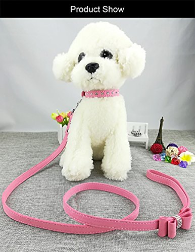Newtensina 3 Piezas Collar de Perro Elegante y Juego de Collar Collar de Perro Lindo de Bling con Cuello de Pajarita Collar de Perro y Corbata de Lazo para Perros pequeños Gatos