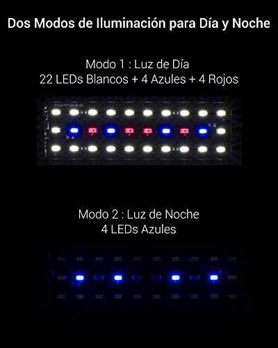 NICREW Luz LED Acuario, LED Acuario de Pinza con Luz Azul, Blanco y Rojo, 30 Leds Lámparas para Acuario, LED Acuario 10W