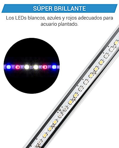 NICREW Luz Sumergible Acuario, Luz LED para Acuario Plantado, Luz Blanca, Roja y Azul con Controlador con Cable, 4W