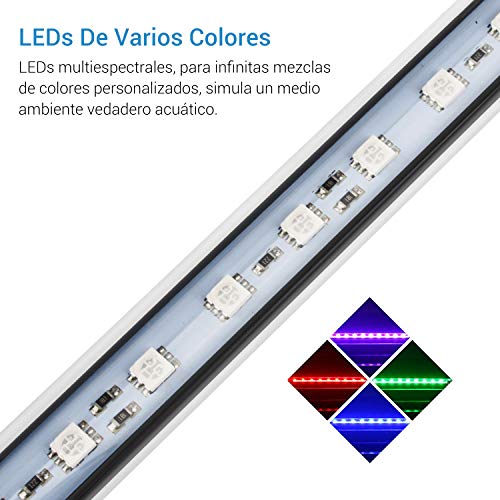 NICREW RGB Luz Acuario, Luz LED Sumergible Acuario, Iluminación Tubo Pecera, Lámpara LEDs Multiespectrales Acuario, 4W