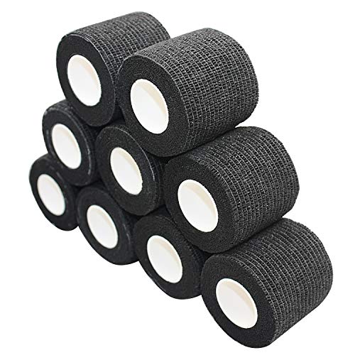 nilo Antiadherente vendas – 12 rollos de 10 cm x 4,5 m, etiqueta vendaje, elástico vendaje (Negro)