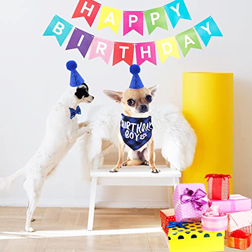 NITAIUN 3 Piezas Sombrero de Cumpleaños para Mascotas, Perro Cumpleaños Bandana Pajarita Perro Cumpleaños Gorra Perro Cumpleaños Disfraz de Fiesta para Perro Gato Perros Pequeños Medianos