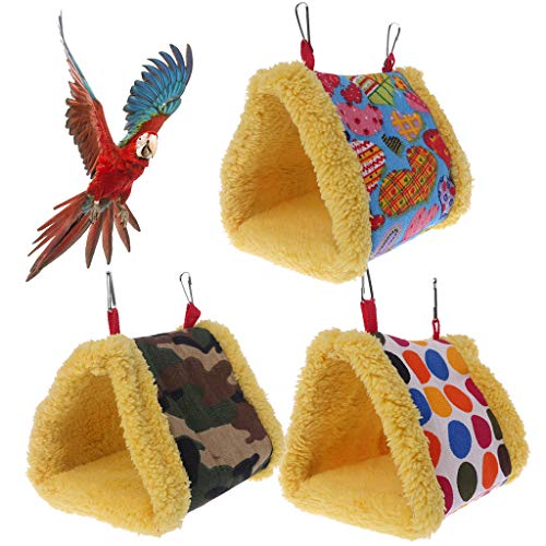 niumanery Winter Warm Bird Cage Parrot Hammock Hanging Bed Cave House Swing Nest Tent 3#