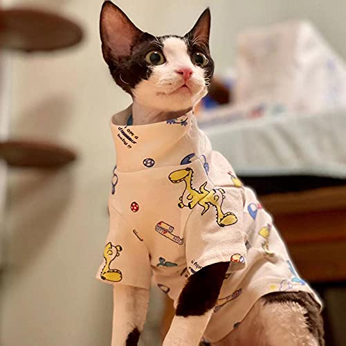 NMGTT Sphnx Cat Ropa/Baby Algodle Transpirable Comfort Camiseta de Verano-Patrón Blanco_L
