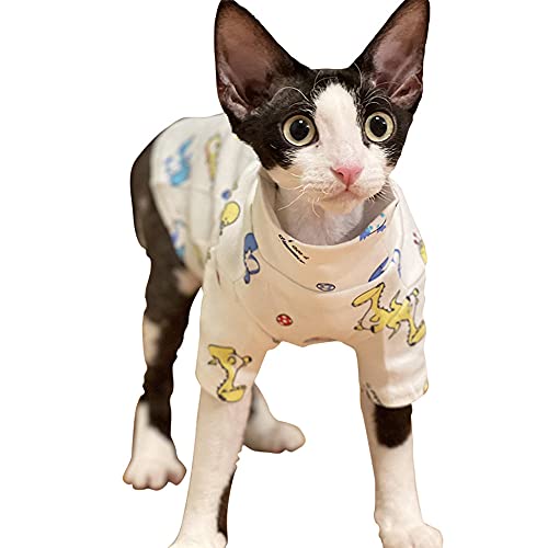 NMGTT Sphnx Cat Ropa/Baby Algodle Transpirable Comfort Camiseta de Verano-Patrón Blanco_L