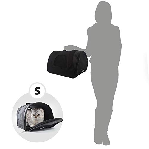 Nobleza - Bolso Transportín de Viaje Plegable para Perros y Gatos, Tela Oxford, Color Negro, Talla S, (34 * 21 * 22) cm