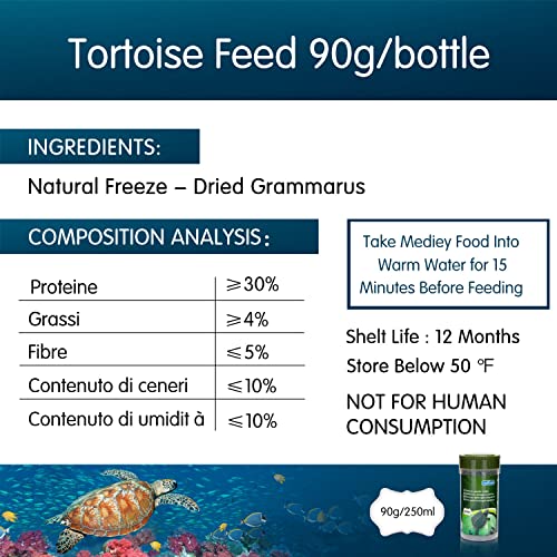 Nobleza - Comida Tortugas Acuáticas，250ml / Botella Deliciosos Gránulos Nutritivos para el Consumo Diario de Alimento para Tortugas