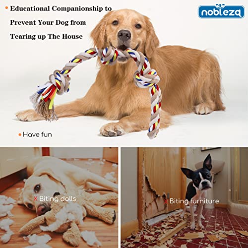 Nobleza - Cuerda de Juguete para Perros 100% algodón, beneficiosa para la Salud Mental del Perro, la Salud Dental y la Limpieza de los Dientes, Tipo de Perros, Beige y marrón