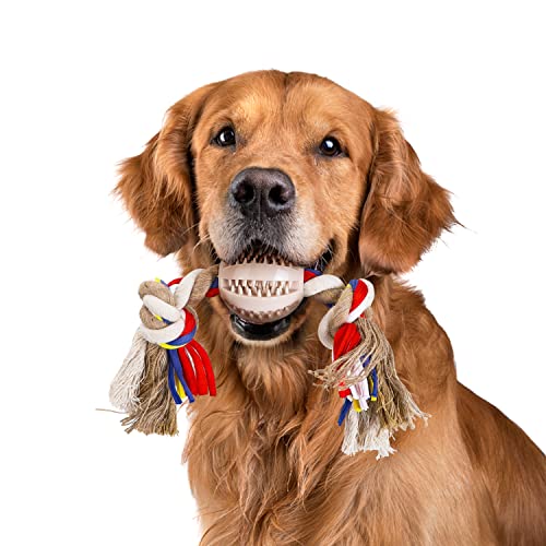 Nobleza - Cuerda de Juguete para Perros 100% algodón, beneficiosa para la Salud Mental del Perro, la Salud Dental y la Limpieza de los Dientes, Tipo de Perros, Beige y marrón - 32cm