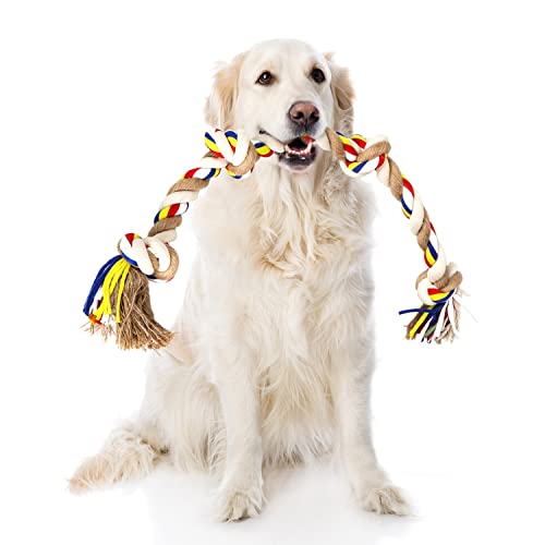 Nobleza - Cuerda de Juguete para Perros 100% algodón, beneficiosa para la Salud Mental del Perro, la Salud Dental y la Limpieza de los Dientes, Tipo de Perros, Beige y marrón - 68cm