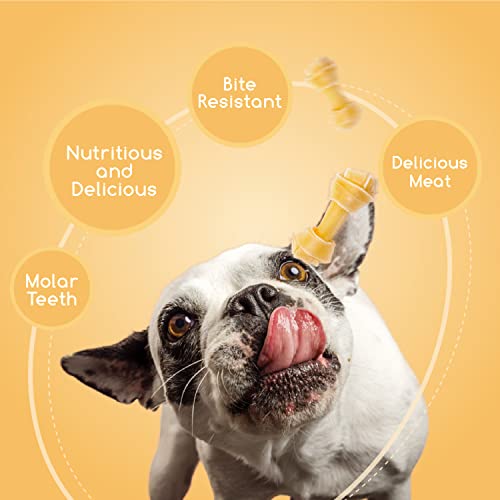 Nobleza - Hueso Anudado para Perros, Piel Vacuno Fortalecedor de Dientes Stick Dental Dog Snack, Hueso masticable para Perros 18PCS (6.4 cm/2.5 Inches)