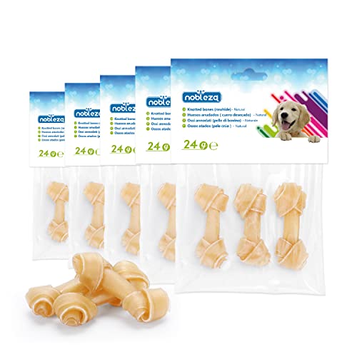 Nobleza - Hueso Anudado para Perros, Piel Vacuno Fortalecedor de Dientes Stick Dental Dog Snack, Hueso masticable para Perros 18PCS (6.4 cm/2.5 Inches)