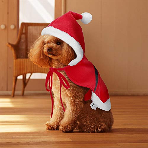 Nobleza Navidad Ropa para Perros Pequeño, Disfraz Gato de Navidad Papá Noel, Traje de Santa Ajustable para Cachorro Gatito Gatos Pequeños Perros Mascotas