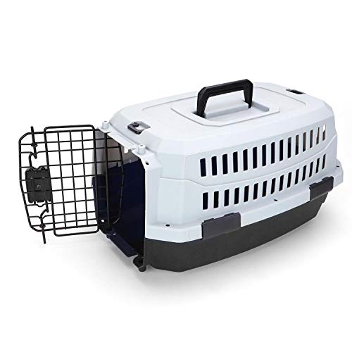 Nobleza Transportin Gato Perro Pequeño,Transporte Portátil y Transpirable para Mascotas,Transporte de Plástico para Perros,47 * 31 * 26CM,Negro & Gris