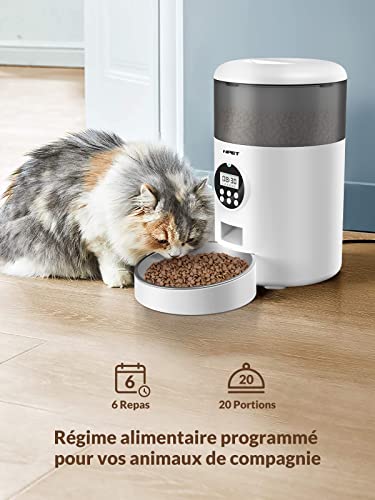 NPET Comedero automático de 3 litros para gatos o perros, con temporizador programado de 0 a 20 porciones, control de 1 a 6 comidas al día, 10 segundos de grabación de voz.