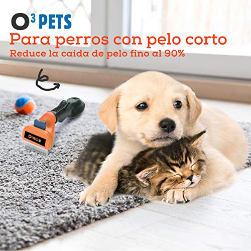O³ Cepillo Perro Pelo Corto - con Juego de Cortauñas Perro - Fácil de Limpiar - para Muda de Pelo de tu Perro o Gato (Pequeño - Pelo Corto)