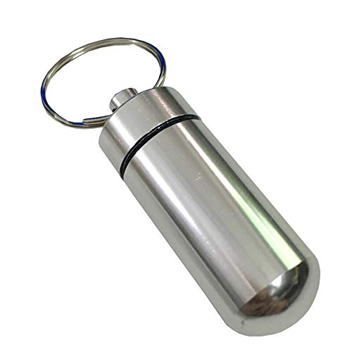 Ogquaton 1 UNIDS Mini Aleación de Aluminio Caja de Píldoras con Llavero A Prueba de Agua Píldora Titular de la Botella de Medicina Portátil Organizador de Medicina para Plata al Aire Libre