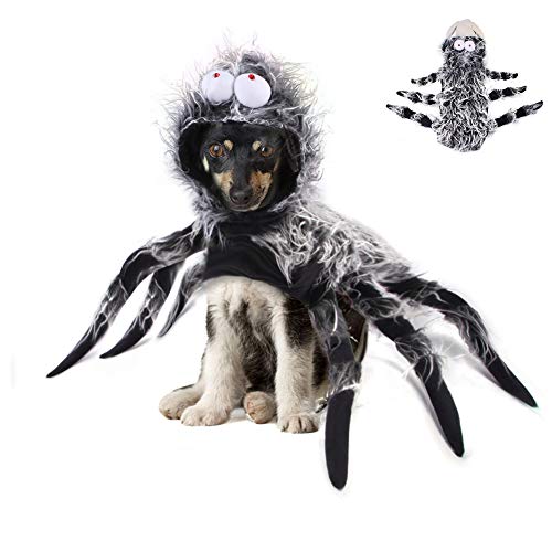 Okssud Disfraz de Araña para Halloween, Ropa de Cosplay para Perro, Disfraces Divertidos de Halloween para Mascotas, Accesorios Decorativos para el Cabello para Cachorros