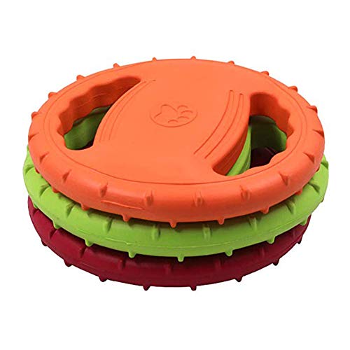 OMEM Disco volador flotante para entrenamiento y jugar al aire libre, frisbee de goma para perro grande (verde)