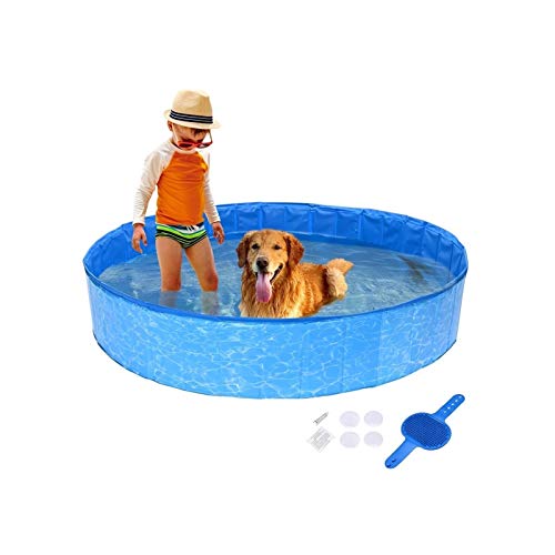 OMYLFQ Piscina para Perros, 63"* 12 Blue Plástico Plástico Plástico Dog Pet Bath Natación, Piscinas para Mascotas Bañera Bañera Piscina Mascotas Perros Gatos